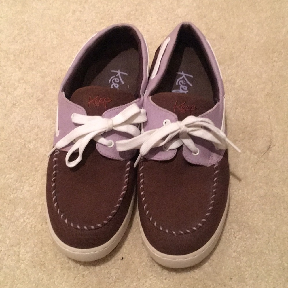 Purple and brown shoes